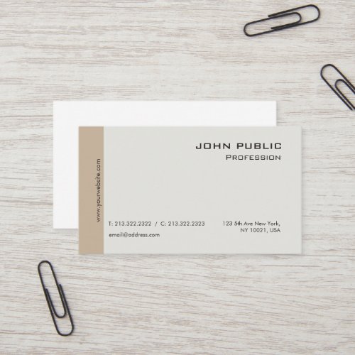 Plain Modern Professional Elegant Beige and Brown Business Card
