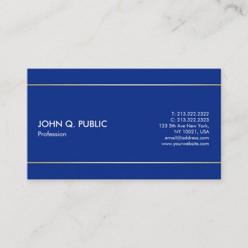 Plain Modern Professional Elegant Blue Design Business Card