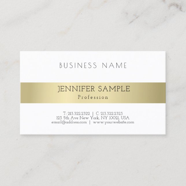 Plain Modern Professional Elegant Gold Look Sleek Business Card (Front)