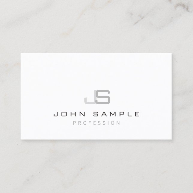 Plain Modern Professional Elegant Monogram Simple Business Card (Front)