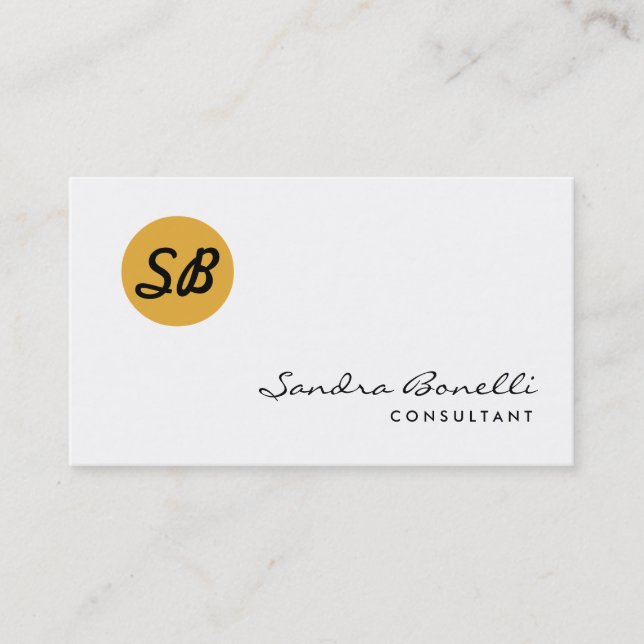 Plain Modern Professional Monogram Business Card (Front)