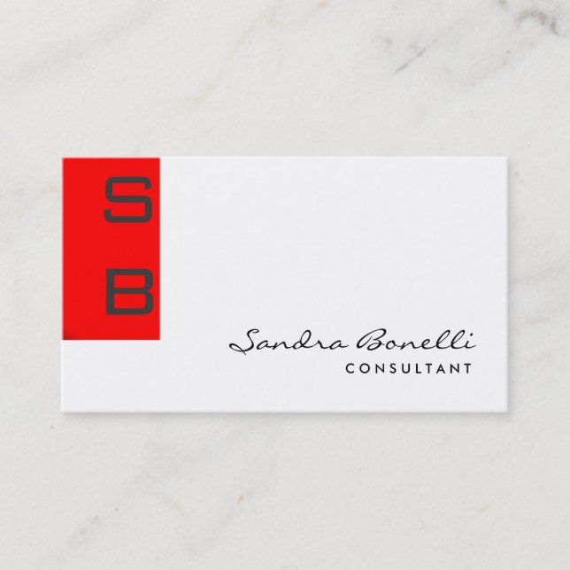 Plain Modern Professional Monogram Business Card (Front)