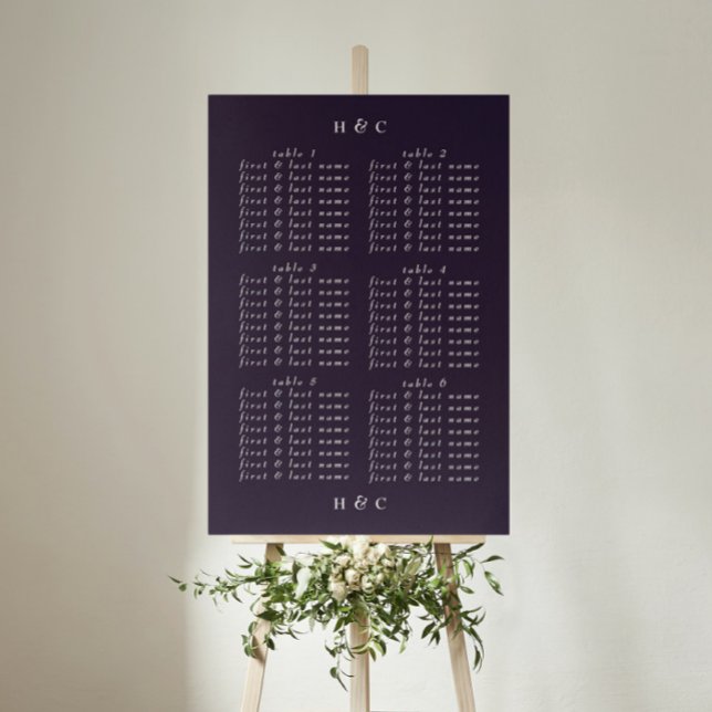 Plain Modern Purple Wedding Seating Chart (Creator Uploaded)