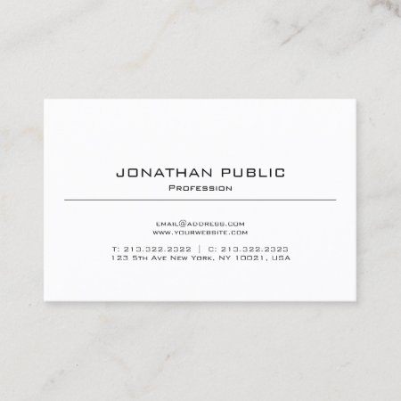 Plain Modern Simple Design Elegant Professional Business Card