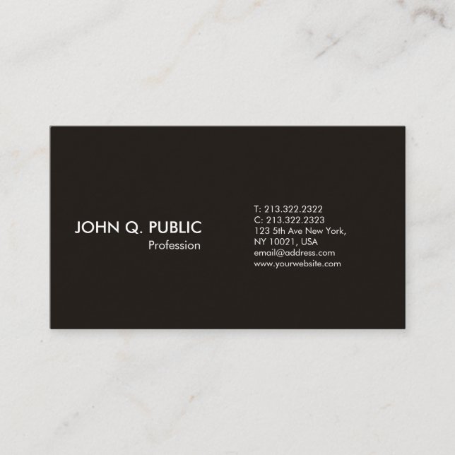 Plain Modern White Professional Simple Elegant Business Card (Front)