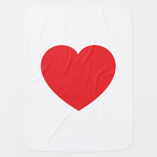 Plain Modern White Red Love Heart Graphic Baby Blanket (Front)