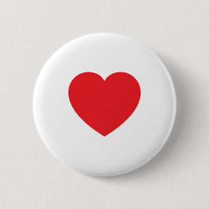 Plain Modern White Red Love Heart Graphic Button