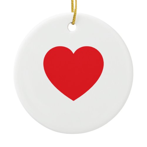 Plain Modern White Red Love Heart Graphic Ceramic Ornament
