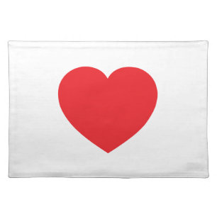 Plain Modern White Red Love Heart Graphic Cloth Placemat