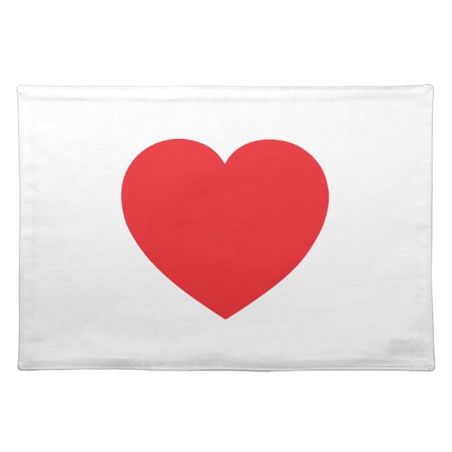 Plain Modern White Red Love Heart Graphic Cloth Placemat (Front)