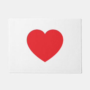 Plain Modern White Red Love Heart Graphic Doormat