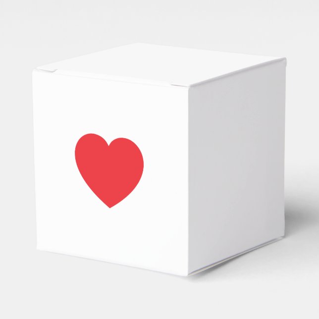 Plain Modern White Red Love Heart Graphic Favor Boxes (Front Side)