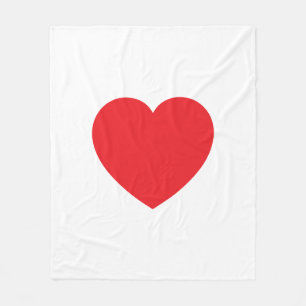 Plain Modern White Red Love Heart Graphic Fleece Blanket