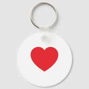 Plain Modern White Red Love Heart Graphic Keychain