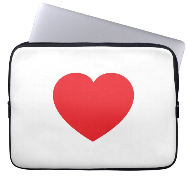 Plain Modern White Red Love Heart Graphic Laptop Sleeve (Front)