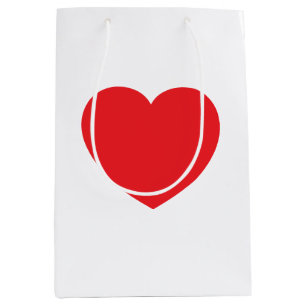 Plain Modern White Red Love Heart Graphic Medium Gift Bag
