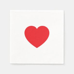 Plain Modern White Red Love Heart Graphic Napkins