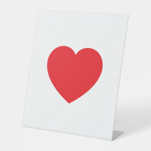 Plain Modern White Red Love Heart Graphic Pedestal Sign
