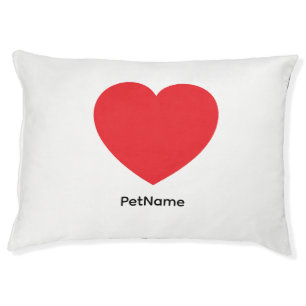 Plain Modern White Red Love Heart Graphic Pet Bed