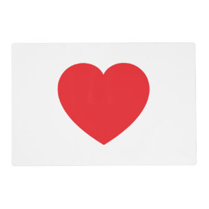 Plain Modern White Red Love Heart Graphic Placemat