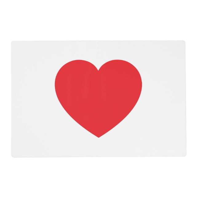 Plain Modern White Red Love Heart Graphic Placemat (Front)