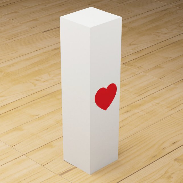 Plain Modern White Red Love Heart Graphic Wine Box (Front)