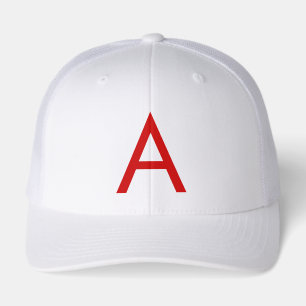 Plain Modern White Red Monogram Initial Letter