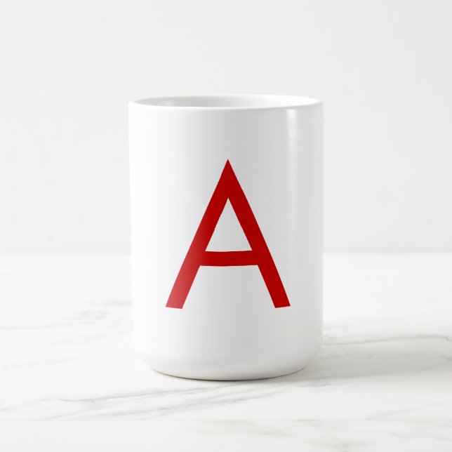 Plain Modern White Red Monogram Initial Letter Coffee Mug (Center)
