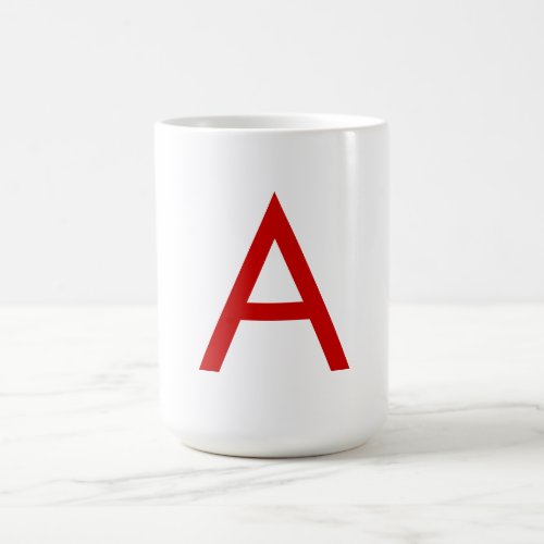 Plain Modern White Red Monogram Initial Letter Coffee Mug