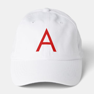 Plain Modern White Red Monogram Initial Letter Performance Cap