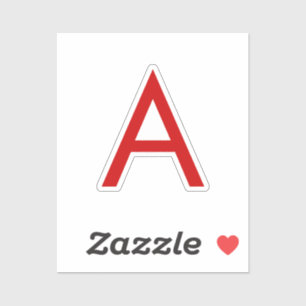 Plain Modern White Red Monogram Initial Letter Sticker