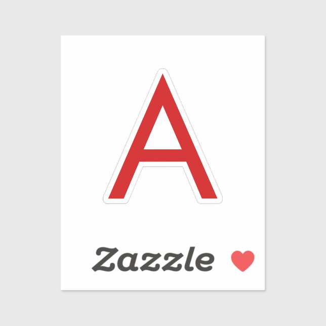 Plain Modern White Red Monogram Initial Letter Sticker (Sheet)