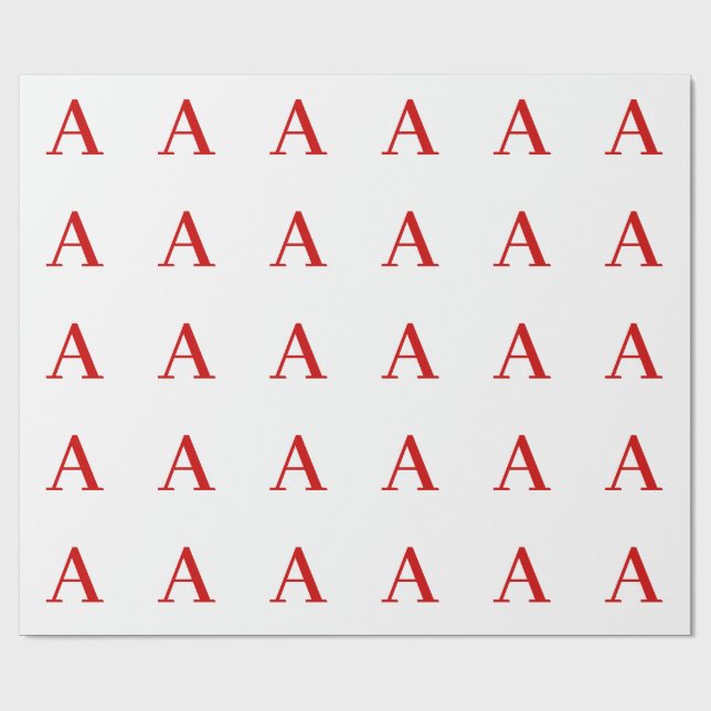 Plain Modern White Red Monogram Initial Letter Wrapping Paper (Flat)