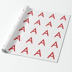 Plain Modern White Red Monogram Initial Letter Wrapping Paper