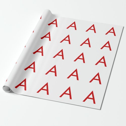 Plain Modern White Red Monogram Initial Letter Wrapping Paper