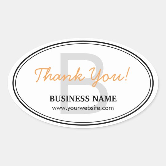 Plain Monogram Business Thank You Oval Stickers | Zazzle.com