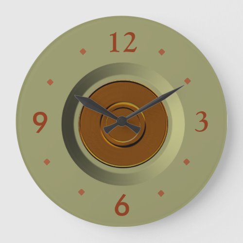 Plain Moss Green with Tan Centre Kitchen Clocks