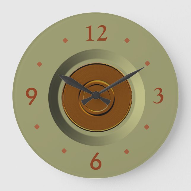Plain Moss Green with Tan Centre> Kitchen Clocks (Front)
