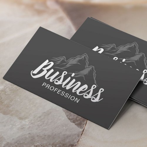 Plain Mountain Logo Typography Dark Gray Business Card