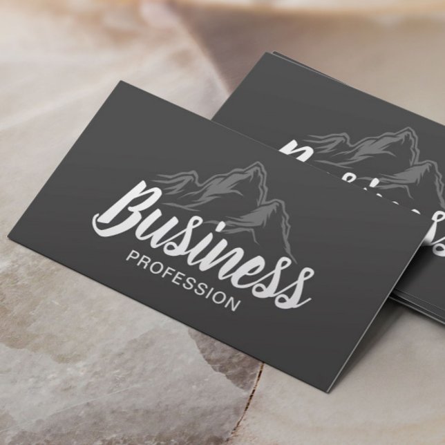 Plain Mountain Logo Typography Dark Gray Business Card (Creator Uploaded)