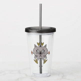 Plain mug with gray kitty acrylic tumbler