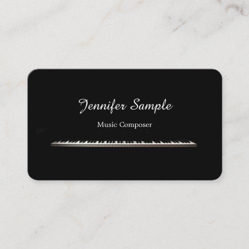 Plain Music ComposerTeacher Professional Elegant Business Card