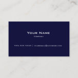 Plain Navy Blue &amp; White Modern Business Card at Zazzle
