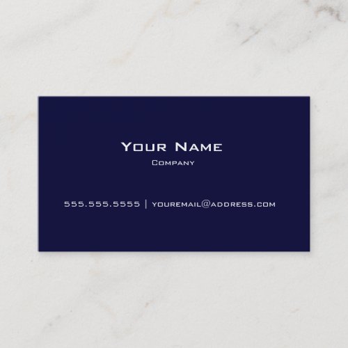 Plain Navy Blue &amp; White Modern Business Card