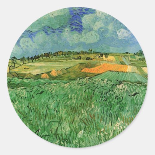 Plain Near Auvers by Vincent van Gogh Classic Round Sticker