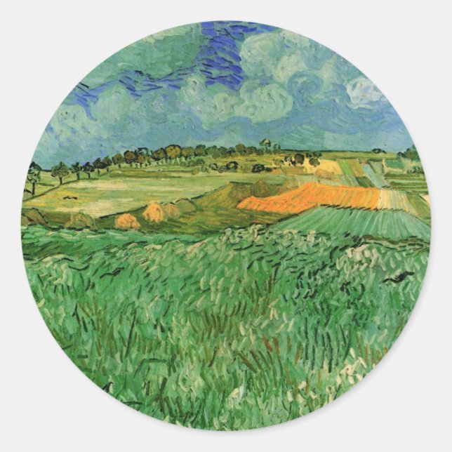 Plain Near Auvers by Vincent van Gogh Classic Round Sticker (Front)
