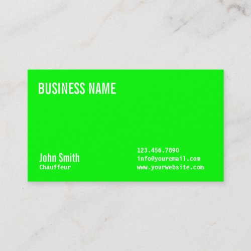 Plain Neon Green Chauffeur Business Card