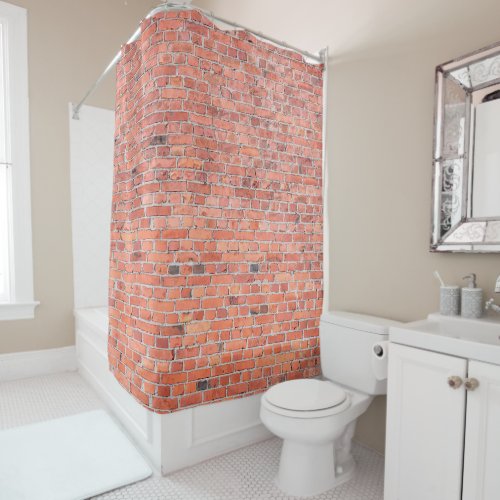 Plain Old Orange Red Brick Wall Shower Curtain