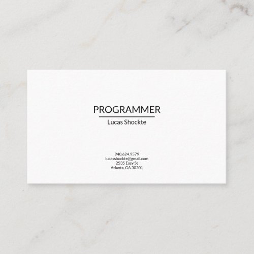 Plain One_Sided Business Card _ Minimalist Design