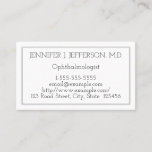 [ Thumbnail: Plain Ophthalmologist Doctor Business Card ]